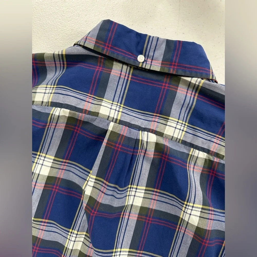 J. Crew Tartan Plaid Long Sleeve Men’s Button Down Cotton Shirt Blue Red XL